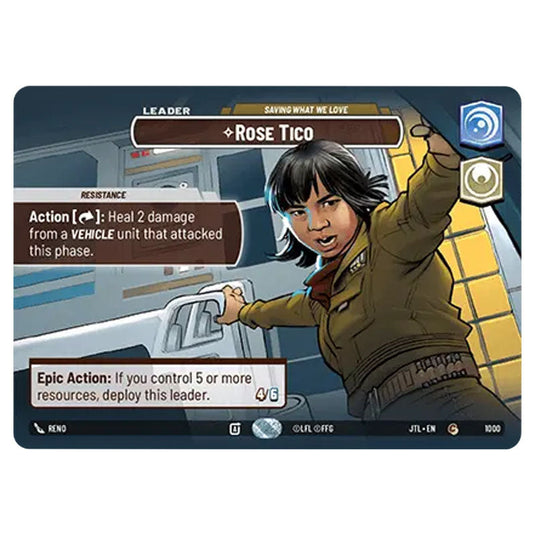 Rose Tico Saving What We Love Common card from the Star Wars Unlimited set Jump to Lightspeed