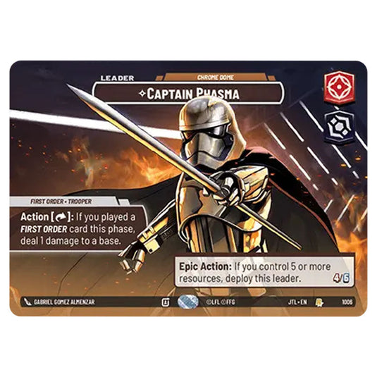 Captain Phasma Chrome Dome Rare card from the Star Wars Unlimited set Jump to Lightspeed