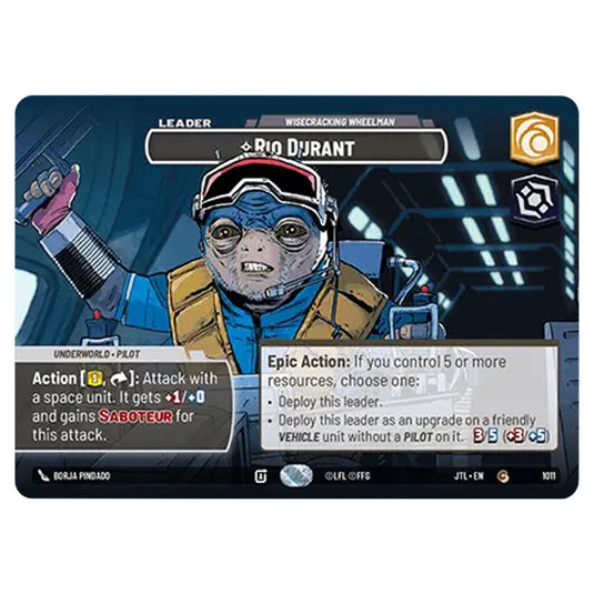 Rio Durant Wisecracking Wheelman Common card from the Star Wars Unlimited set Jump to Lightspeed