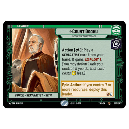 Star Wars Unlimited - Twilight of the Republic - Count Dooku Face of the Confederacy (Common) - 005/257