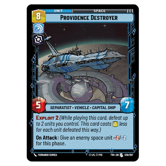 Star Wars Unlimited - Twilight of the Republic - Providence Destroyer (Uncommon) - 038/257