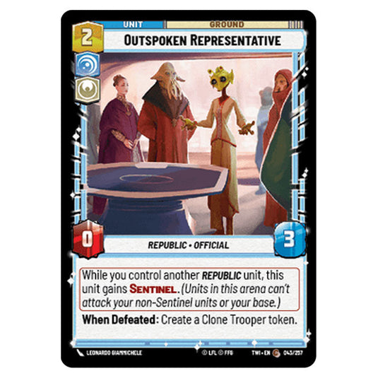 Star Wars Unlimited - Twilight of the Republic - Outspoken Representative (Common) - 043/257