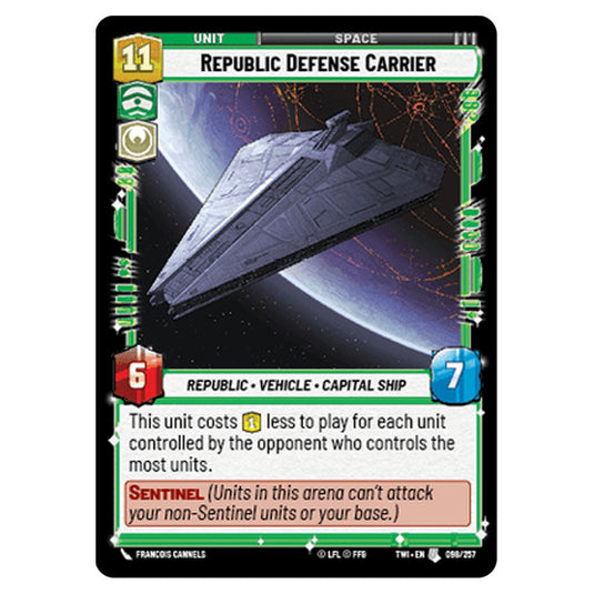 Star Wars Unlimited - Twilight of the Republic - Republic Defense Carrier (Uncommon) - 098/257