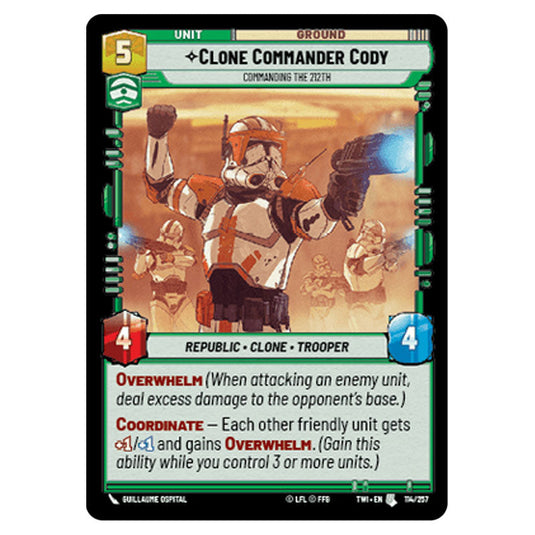 Star Wars Unlimited - Twilight of the Republic - Clone Commander Cody Commanding the 212th (Uncommon) - 114/257