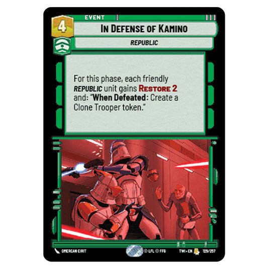 Star Wars Unlimited - Twilight of the Republic - In Defense of Kamino (Rare) - 129/257
