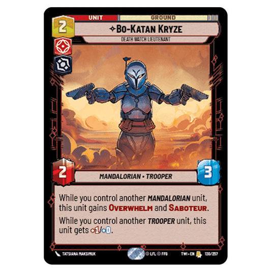 Star Wars Unlimited - Twilight of the Republic - Bo-Katan Kryze Death Watch Lieutenant (Rare) - 130/257