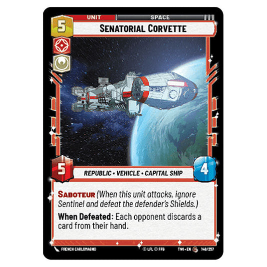 Star Wars Unlimited - Twilight of the Republic - Senatorial Corvette (Common) - 148/257