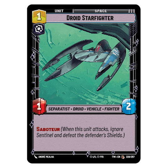 Star Wars Unlimited - Twilight of the Republic - Droid Starfighter (Common) - 228/257