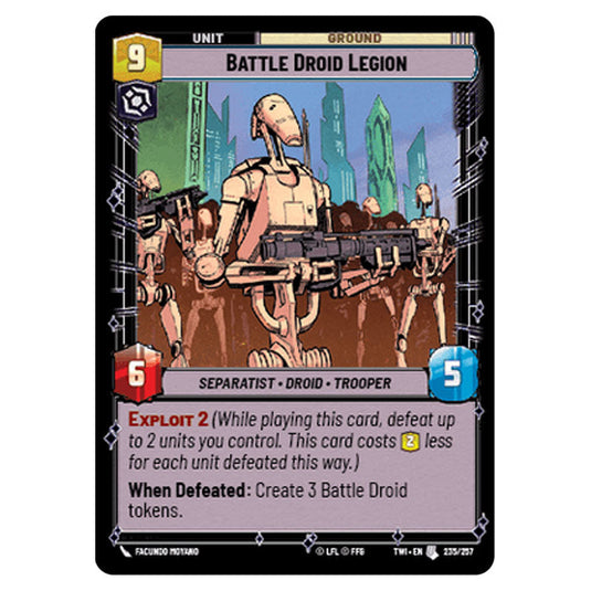 Star Wars Unlimited - Twilight of the Republic - Battle Droid Legion (Uncommon) - 235/257