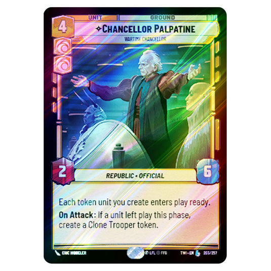 Star Wars Unlimited - Twilight of the Republic - Chancellor Palpatine Wartime Chancellor (Legendary) - 203/257 (Foil)