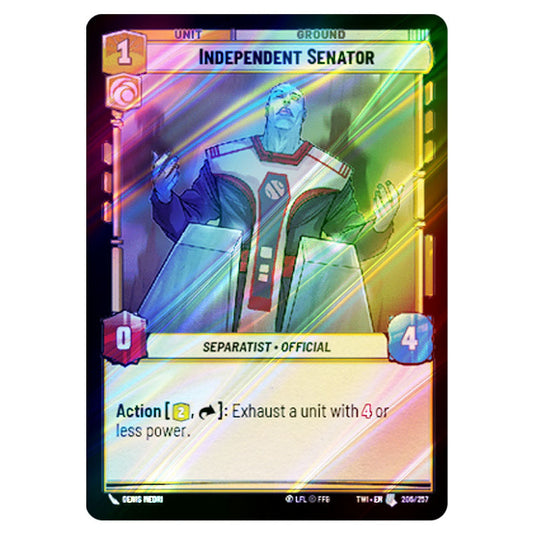 Star Wars Unlimited - Twilight of the Republic - Independent Senator (Uncommon) - 206/257 (Foil)