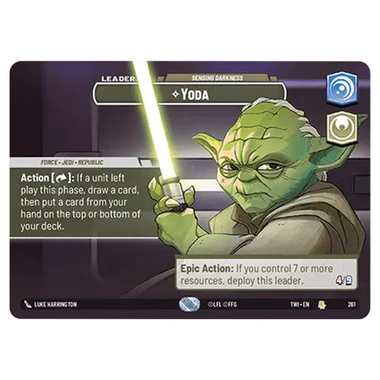 Star Wars Unlimited Twilight of the Republic Yoda Sensing Darkness  (Rare) 261/257 (Showcase)