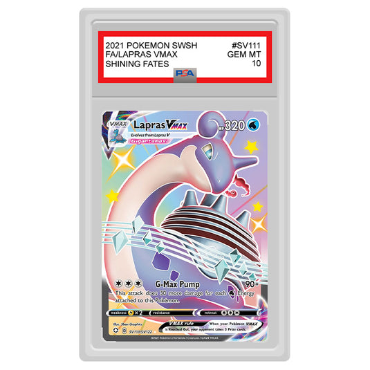 Pokemon - Sword & Shield - Shining Fates - Lapras VMAX - SV111/SV122 (PSA 10 Graded Slab)