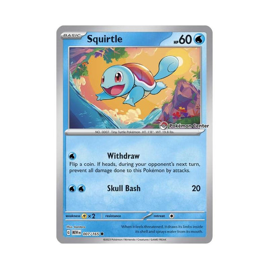 Pokemon - Scarlet & Violet - 151 - Squirtle - 007/165 - (Pokemon Center Stamp)