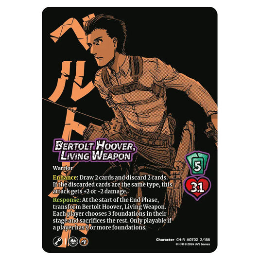 Bertolt Hoover, Living Weapon // Bertolt, Colossus Titan Advancing card from the Attack on Titan set Origins of Power CH-R 02 002/186