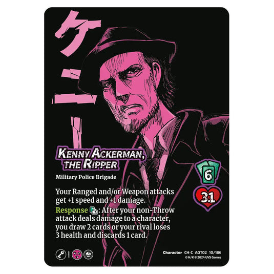 Kenny Ackerman, the Ripper card from the Attack on Titan set Origins of Power CH-C 02 010/186