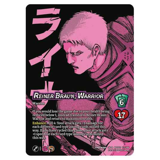 Reiner Braun, Warrior // Reiner, Armored Titan Advancing card from the Attack on Titan set Origins of Power CH-R 02 013/186