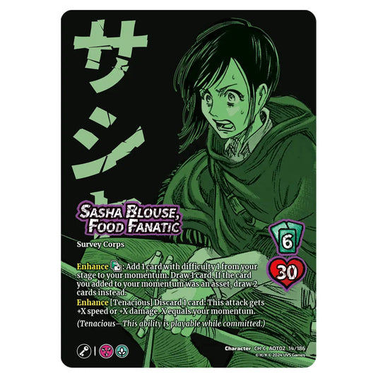 Sasha Blouse, Food Fanatic card from the Attack on Titan set Origins of Power CH-C 02 014/186