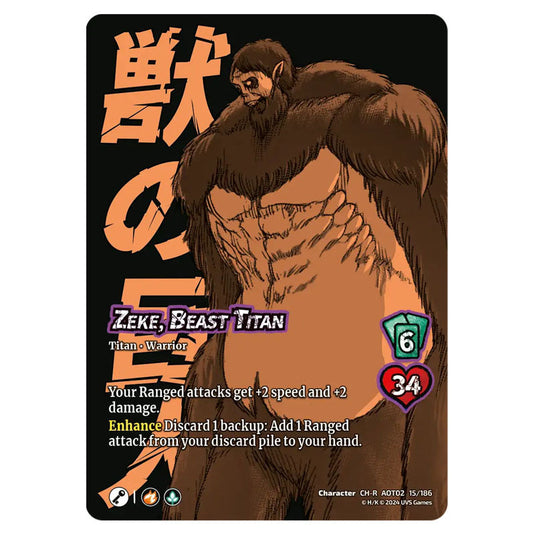Zeke Yeager // Zeke, Beast Titan card from the Attack on Titan set Origins of Power CH-R 02 015/186