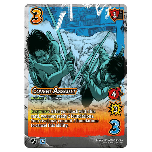 Covert Assault card from the Attack on Titan set Origins of Power UR 02 021/186