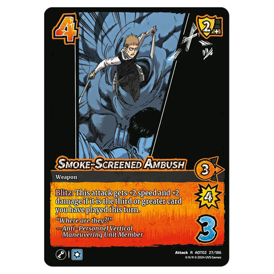 Smoke-Screened Ambush card from the Attack on Titan set Origins of Power R 02 027/186