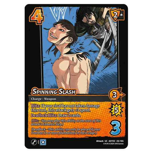 Spinning Slash card from the Attack on Titan set Origins of Power UC 02 028/186