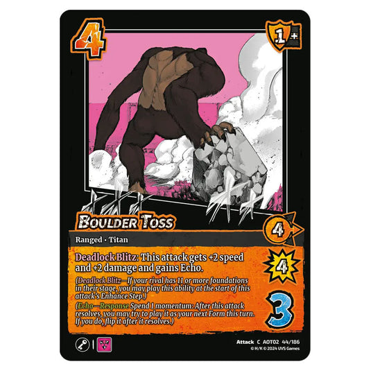 Boulder Toss card from the Attack on Titan set Origins of Power C 02 044/186