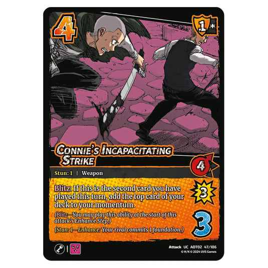 Connie's Incapacitating Strike card from the Attack on Titan set Origins of Power UC 02 047/186