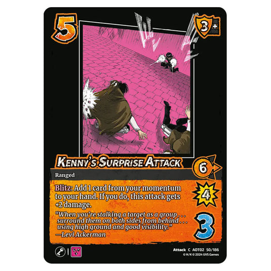 Kenny's Surprise Attack card from the Attack on Titan set Origins of Power C 02 050/186