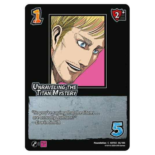 Unraveling the Titan Mystery card from the Attack on Titan set Origins of Power C 02 066/186