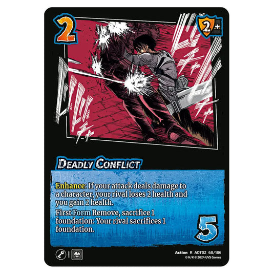 Deadly Conflict card from the Attack on Titan set Origins of Power R 02 068/186