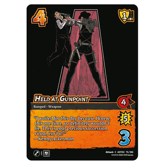 Held At Gunpoint card from the Attack on Titan set Origins of Power C 02 075/186