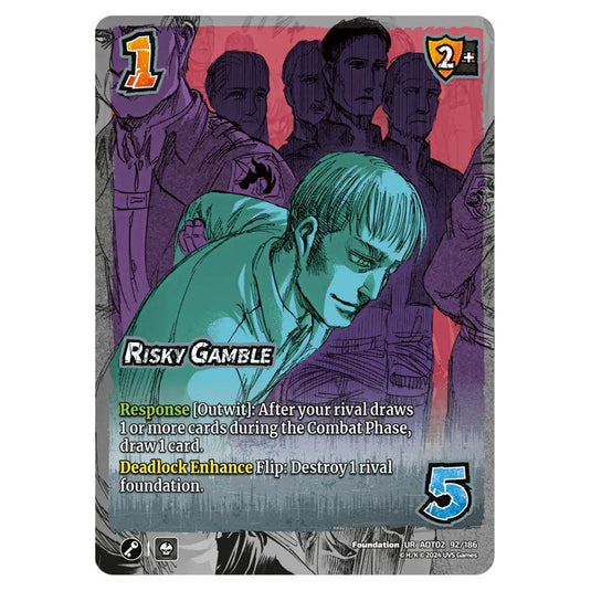 Risky Gamble card from the Attack on Titan set Origins of Power UR 02 092/186