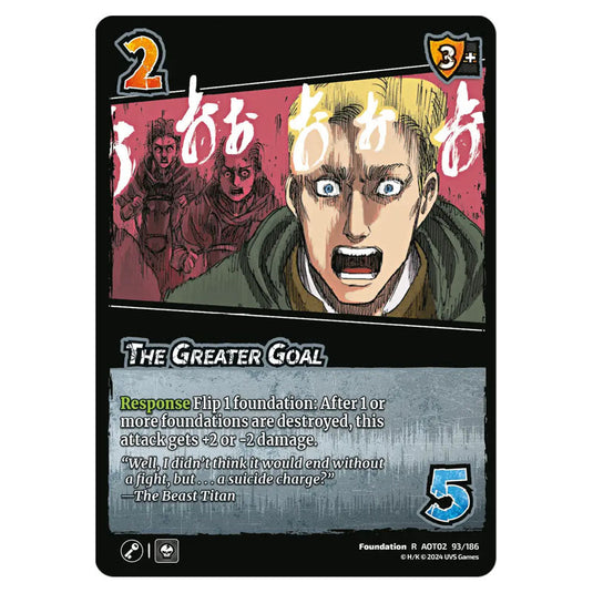 The Greater Goal card from the Attack on Titan set Origins of Power R 02 093/186