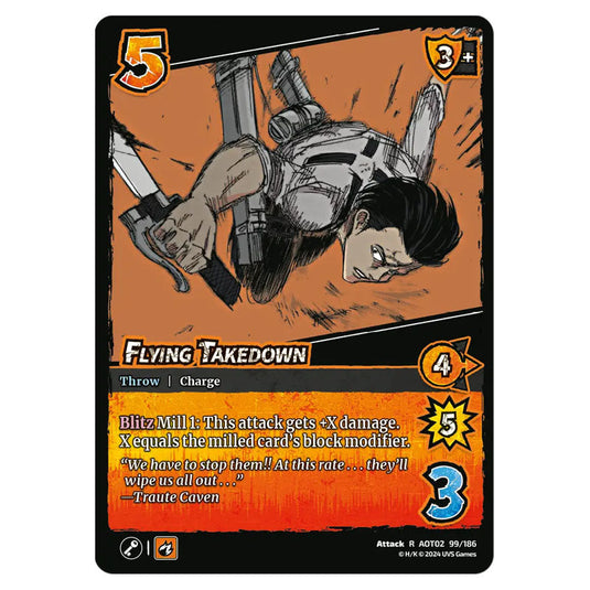 Flying Takedown card from the Attack on Titan set Origins of Power R 02 099/186