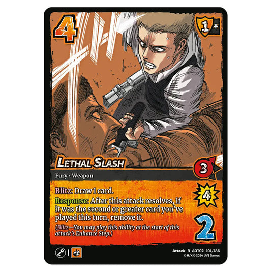 Lethal Slash card from the Attack on Titan set Origins of Power R 02 101/186