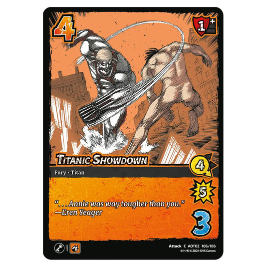 Titanic Showdown card from the Attack on Titan set Origins of Power C 02 106/186