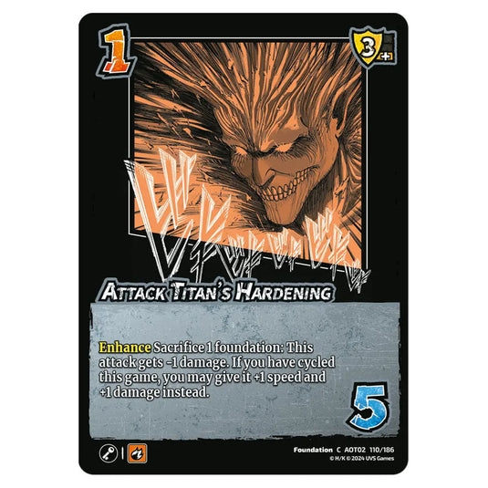 Attack Titan's Hardening card from the Attack on Titan set Origins of Power C 02 110/186