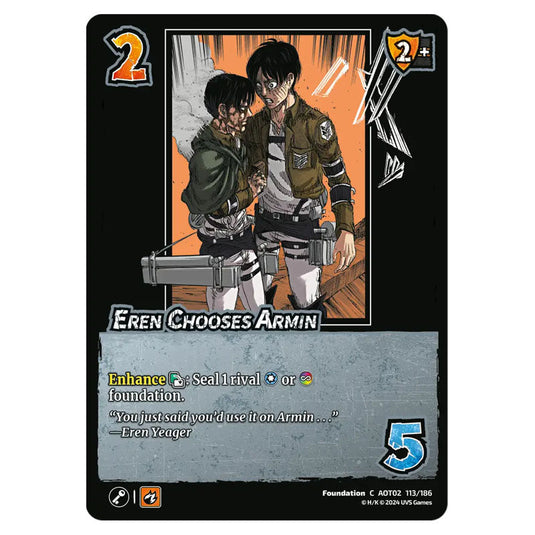 Eren Chooses Armin card from the Attack on Titan set Origins of Power C 02 113/186