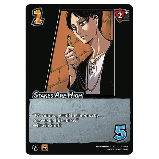 Stakes Are High card from the Attack on Titan set Origins of Power C 02 117/186