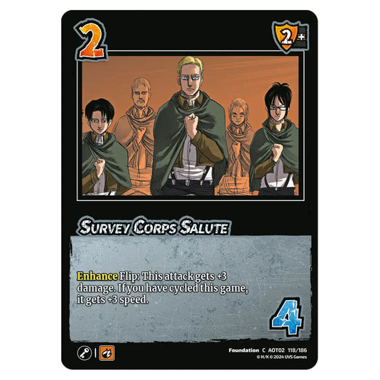 Survey Corps Salute card from the Attack on Titan set Origins of Power C 02 118/186