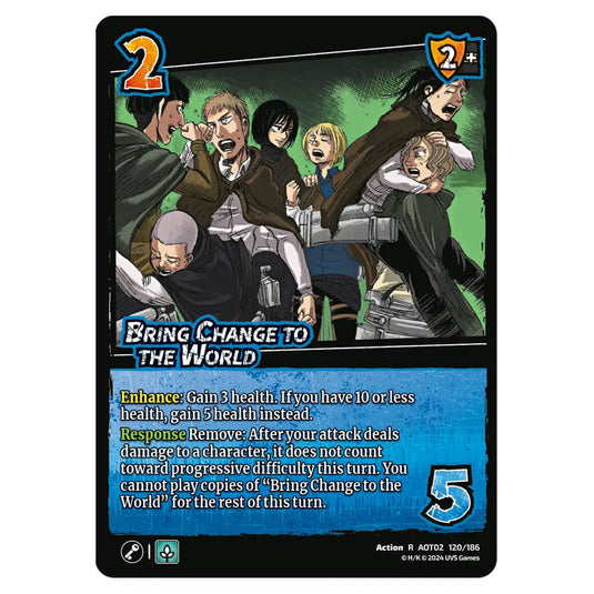 Bring Change to the World card from the Attack on Titan set Origins of Power R 02 120/186