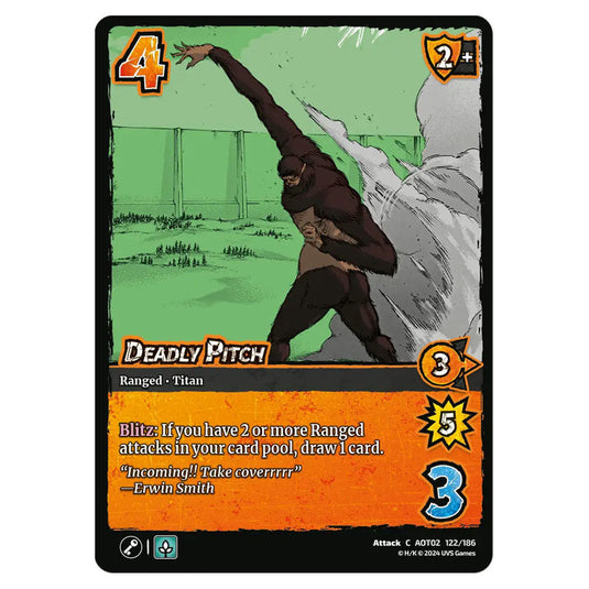 Deadly Pitch card from the Attack on Titan set Origins of Power C 02 122/186