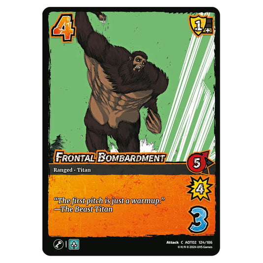 Frontal Bombardment card from the Attack on Titan set Origins of Power C 02 124/186