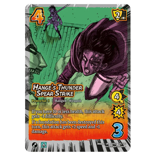 Hange's Thunder Spear Strike card from the Attack on Titan set Origins of Power UR 02 125/186