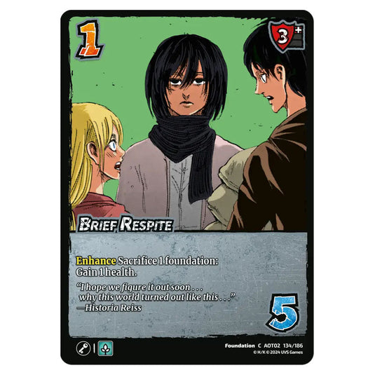 Brief Respite card from the Attack on Titan set Origins of Power C 02 134/186