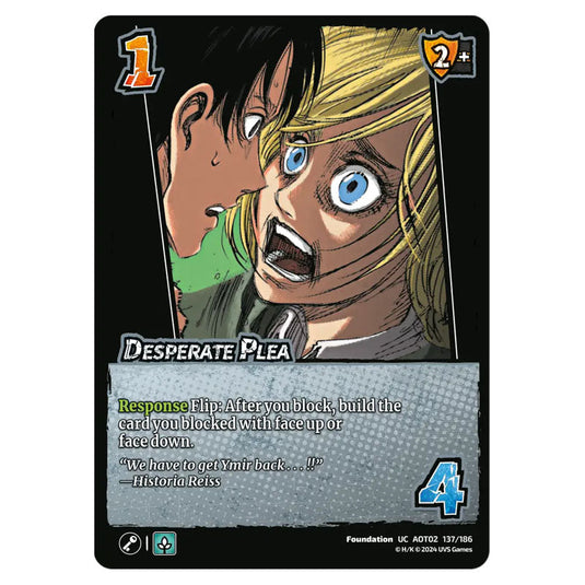 Desperate Plea card from the Attack on Titan set Origins of Power UC 02 137/186