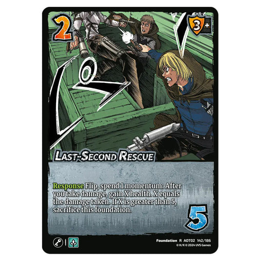 Last-Second Rescue card from the Attack on Titan set Origins of Power R 02 142/186