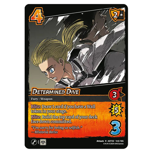 Determined Dive card from the Attack on Titan set Origins of Power R 02 149/186