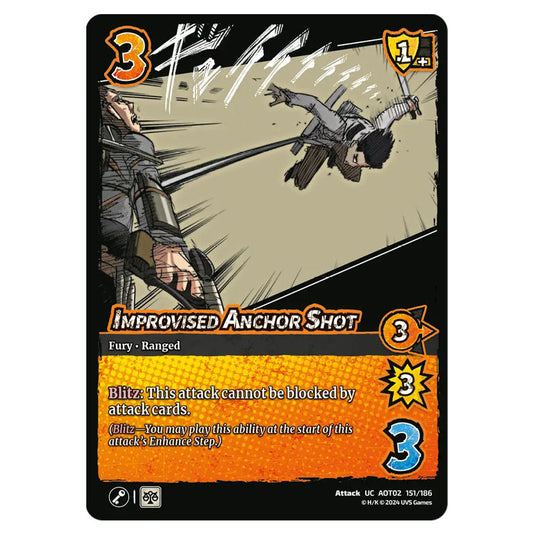 Improvised Anchor Shot card from the Attack on Titan set Origins of Power UC 02 151/186